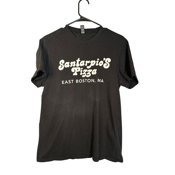 District Black Short Sleeve Santarpios Pizza East Boston T-Shirt Women Sz M - Picture 1 of 6